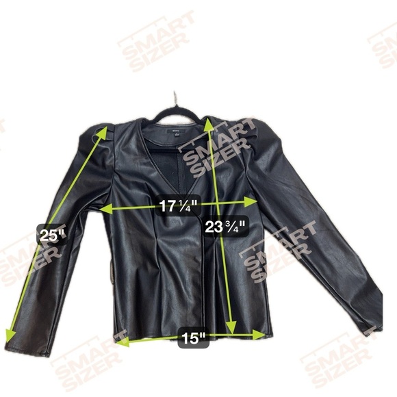BLASHE Faux Leather Black Long Sleeve Top Shacket with Puffy Shoulders - Picture 9 of 9